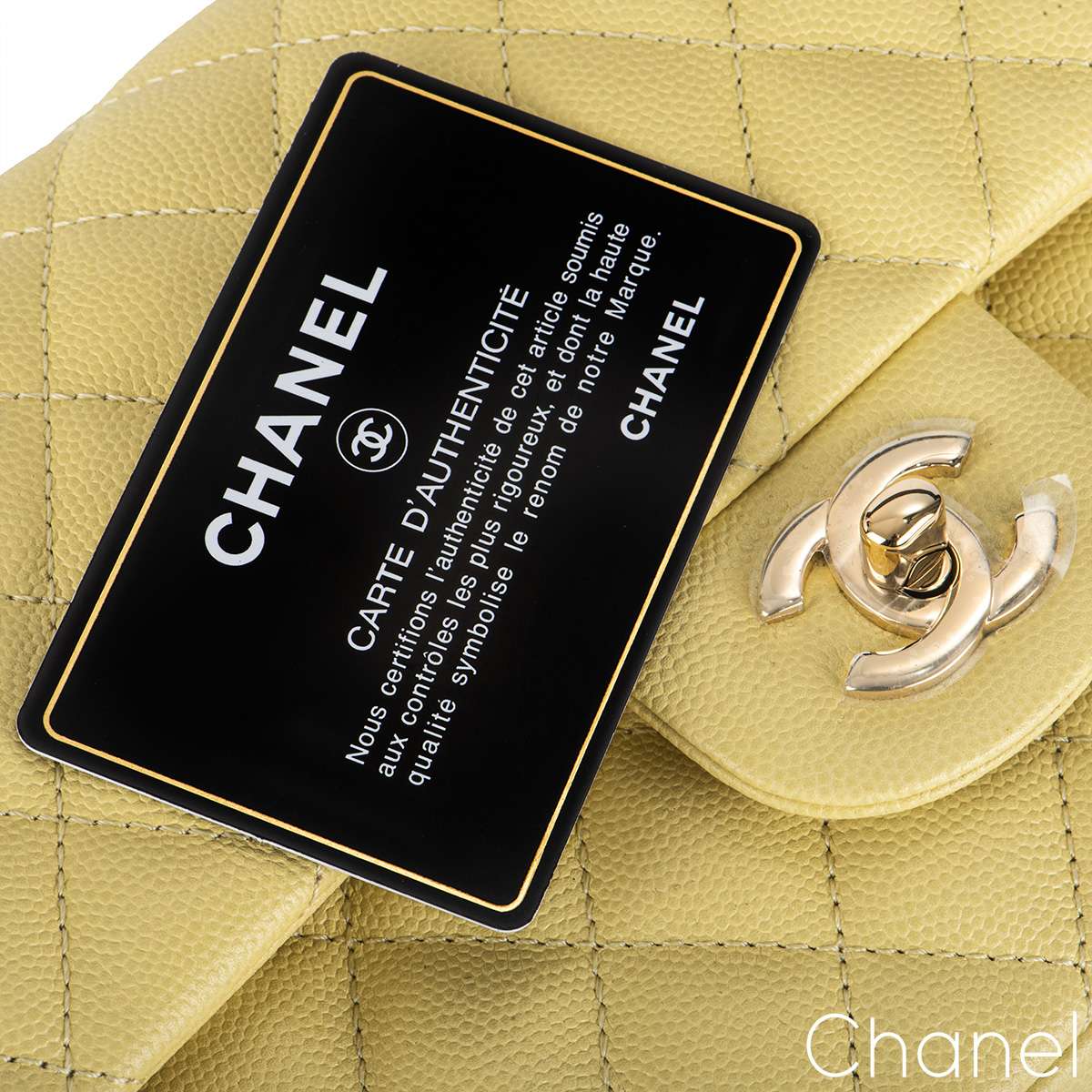 Chanel Yellow Caviar Medium Classic Double Flap Bag